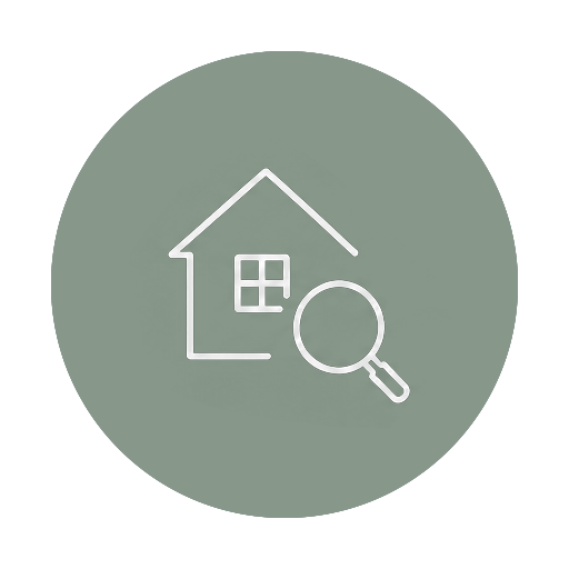Pre-listing and FSBO appraisals icon showing a house with a magnifying glass