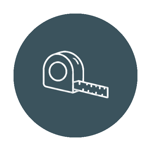 Home measurement services icon showing a tape measure